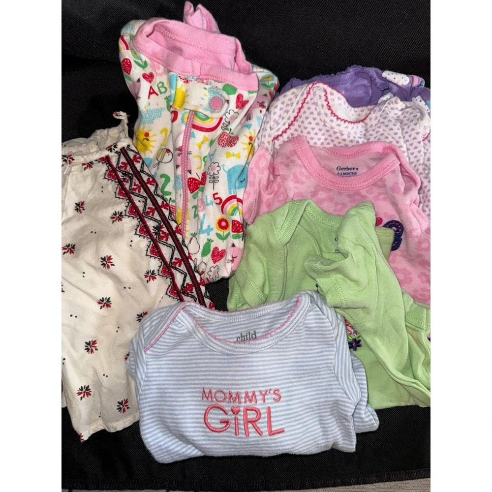 Baby Girl Clothes Bundle 0-3M Old Navy Gerber Childrens Place Sleeper Bodysuits